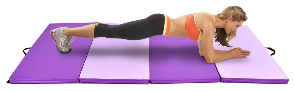 Costway 4'x10'x2'' Gymnastics Mat Thick Folding Panel Gym Fitness PurplePink