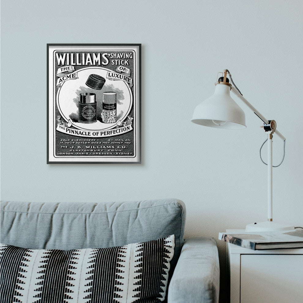 Shaving Advertisement Vintage Black And White Design, 24"x30"