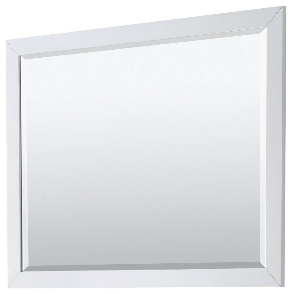 48" Single Bath Vanity, White, No Countertop, 46" Mirror, Gold Trim