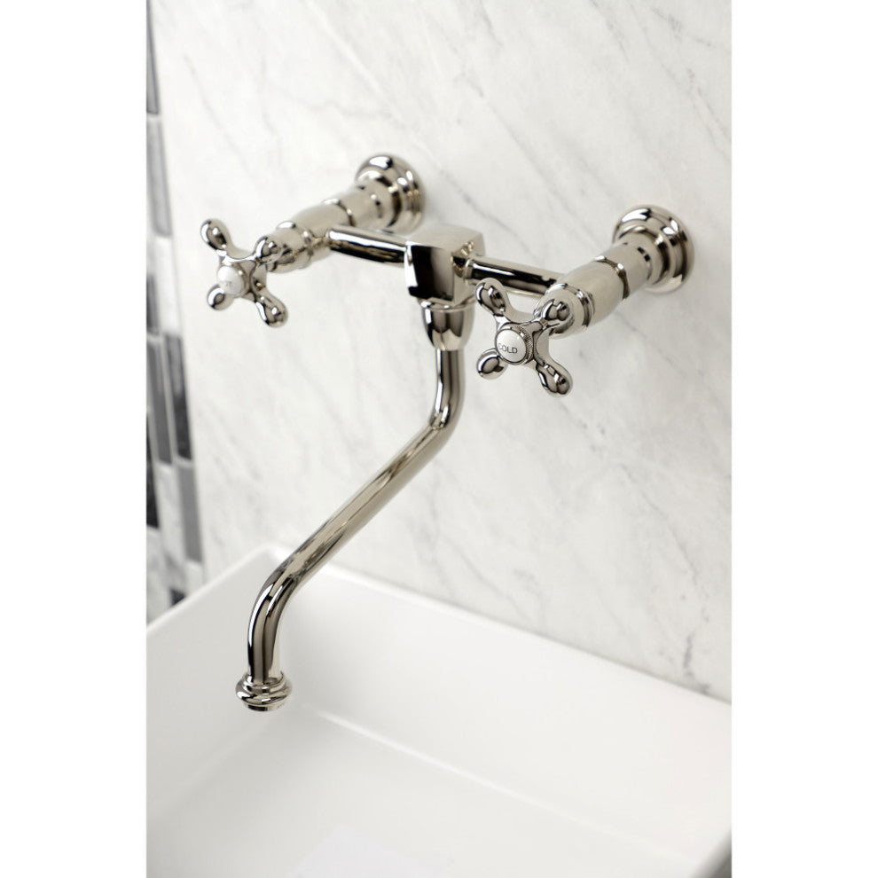 Kingston Brass KS1216AX Heritage Wall Mount Bathroom Faucet, Polished Nickel
