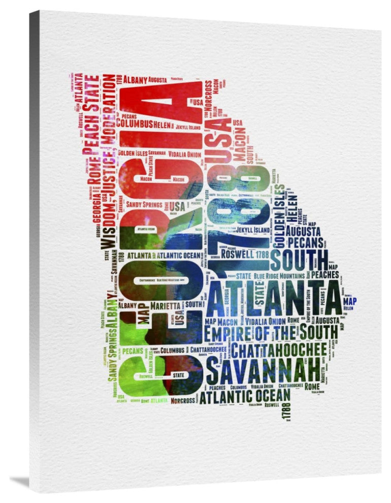 "Georgia Watercolor Word Cloud" Fine Art Print