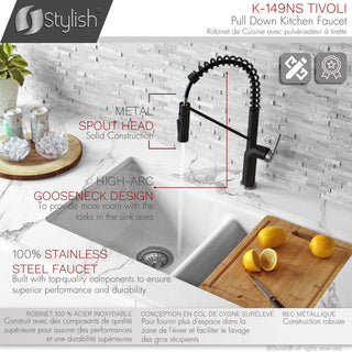 STYLISH Single Handle Pull-Down Dual Mode Kitchen Faucet in Matte Black