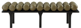 Landon Faux Leather Bench, Green, Black Finish