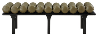 Landon Faux Leather Bench, Green, Black Finish