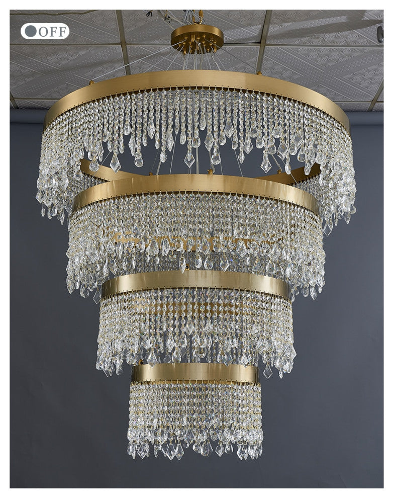Loda | Multi-level Chic Large Crystal Chandelier, Cool Light 6000k
