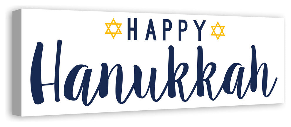 Happy Hanukkah Canvas Wall Art, 12"x36"
