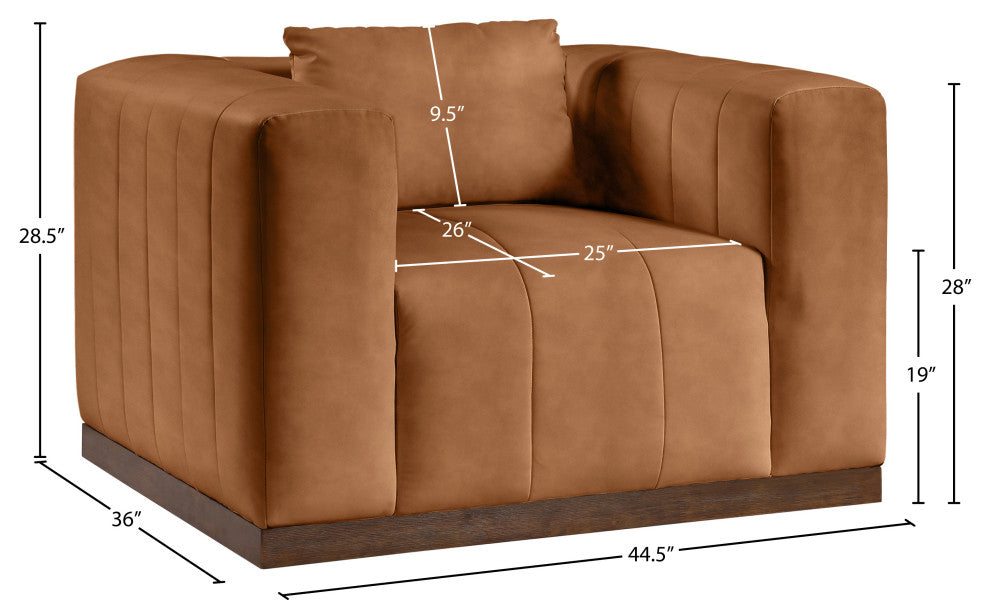 Mallina Upholstered Chair, Cognac, Vegan Leather