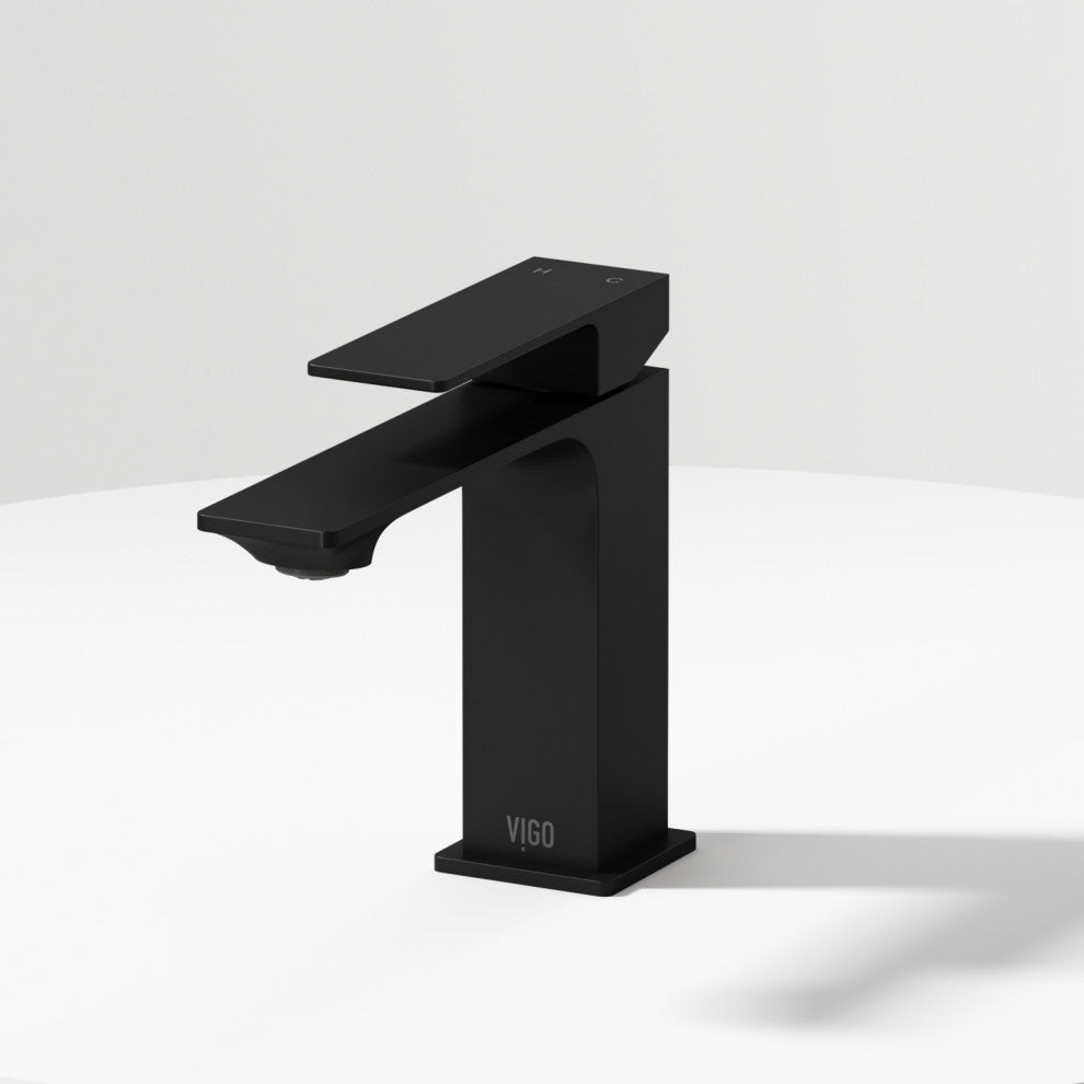VIGO Dunn 6" H Single Handle Single Hole Bathroom Faucet, Matte Black, Without Extras