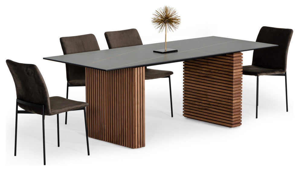 Modrest Maggie Modern Black and Brown Dining Chair, Set of 2