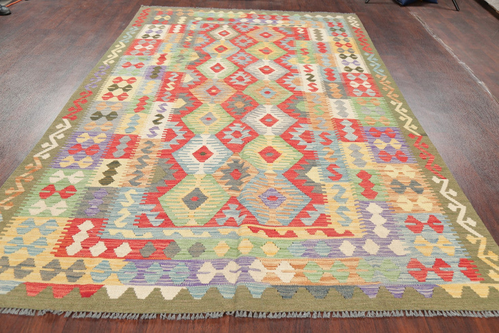 Kilim Southwestern Turkish Carpet Traditional Hand-Woven Area Rug, 9'8"x6'5