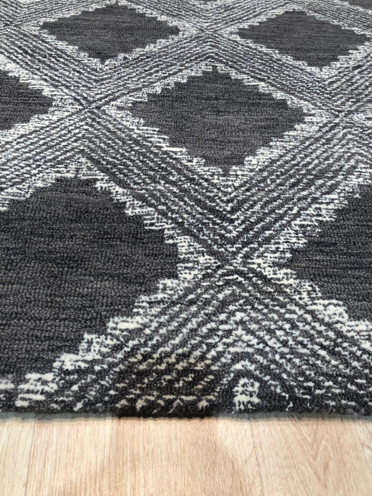Hand-Tufted Wool Charcoal Contemporary Area Rug, 5'x8'