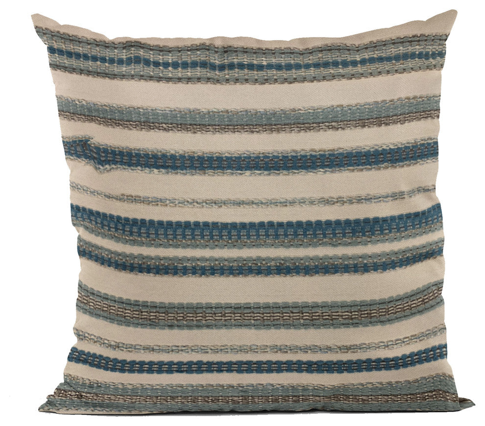 Plutus Blue Lanes Stripe Luxury Throw Pillow, 20"x20"