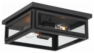 Byron 2-Light Outdoor Ceiling Mount, Matte Black