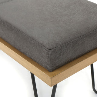 GDF Studio Elaina Industrial Modern Microfiber Bench, Slate