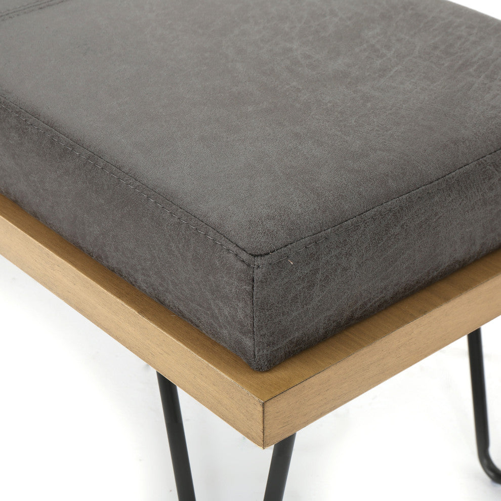GDF Studio Elaina Industrial Modern Microfiber Bench, Slate