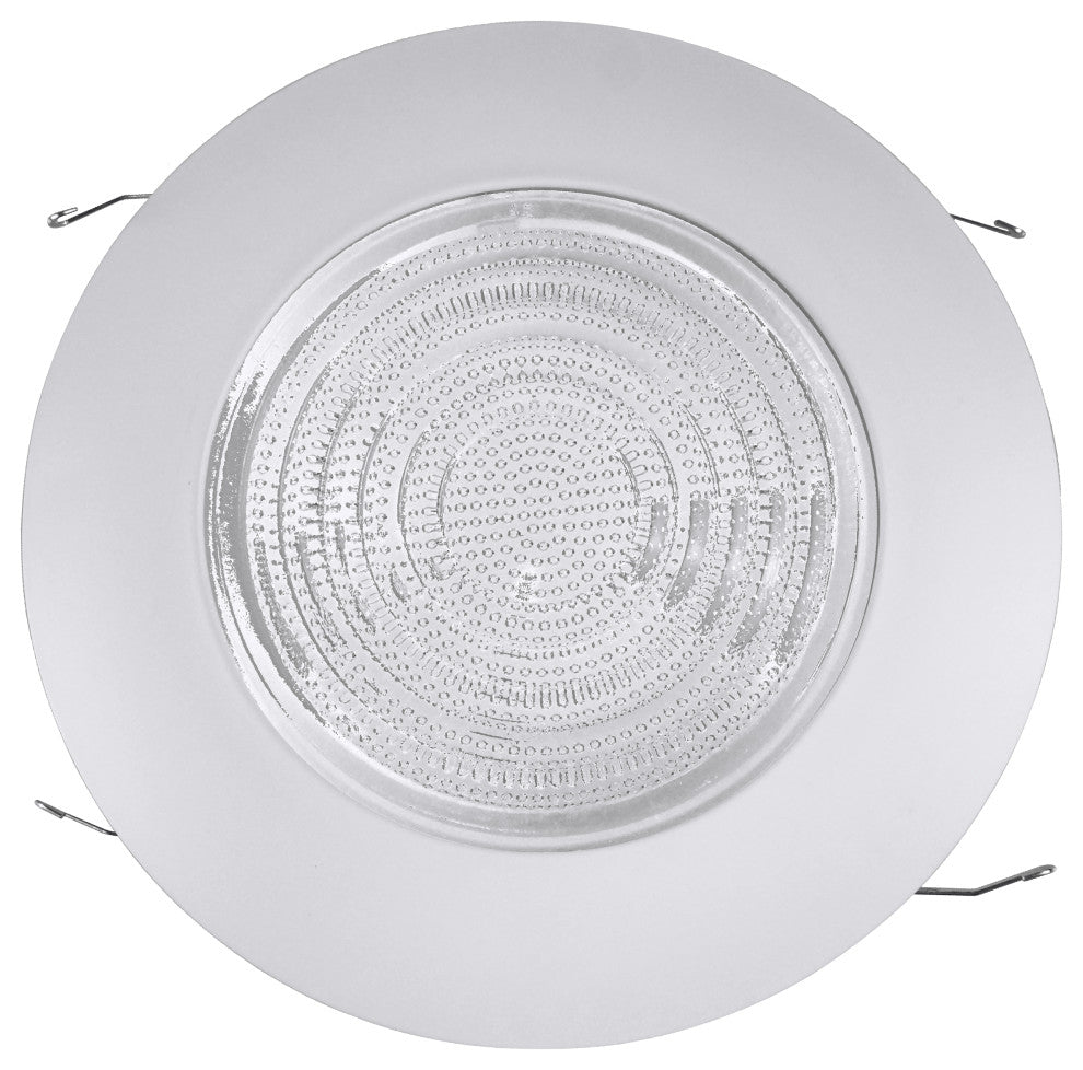6" White Recessed ABS Lexan Shower Trim with Glass Fresnel Lens (17572)