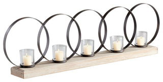 Cyan Design Ohhh Five Candle Candleholder, Raw Iron and Natural Wood