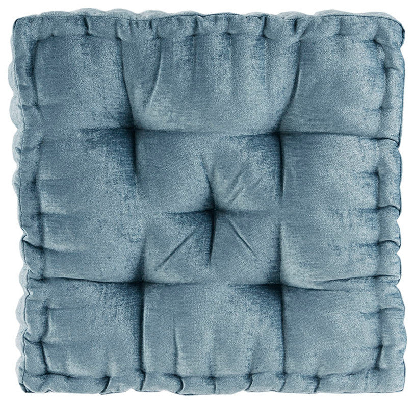 Intelligent Design Azza Square Floor Pillow Seat Cushion, Aqua Blue, 20x20"