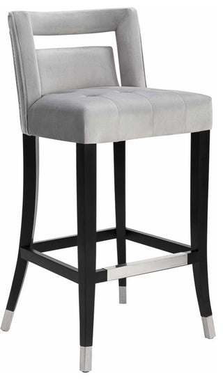 Hart Velvet Stool, Grey, Bar Stool