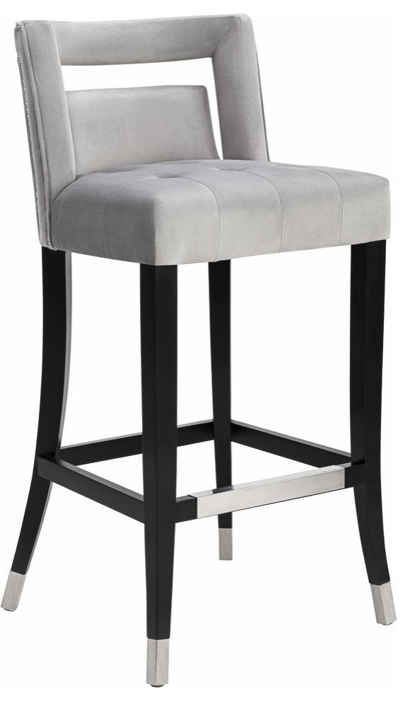 Hart Velvet Stool, Grey, Bar Stool