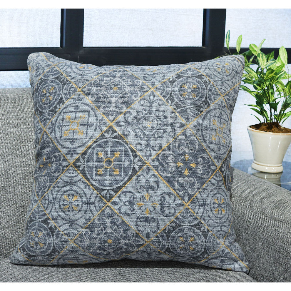 Gray Machine Woven Baronne Throw Pillow, 20" x 20"
