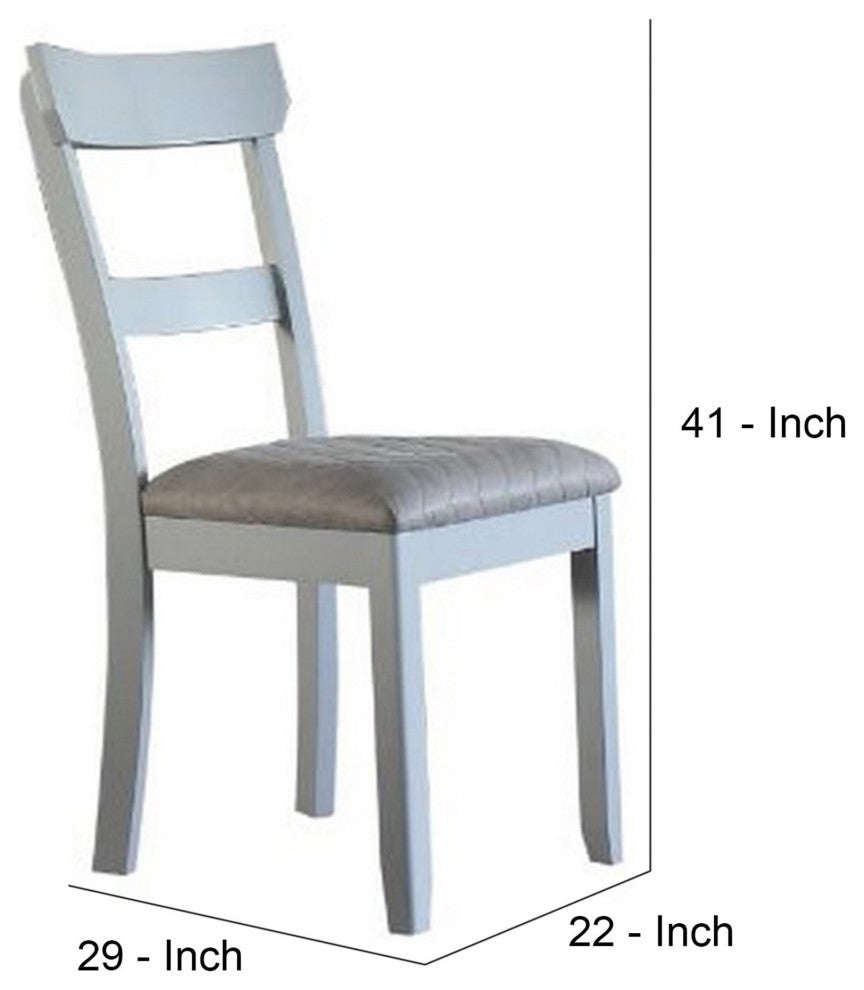 Benzara BM250684 Side Chair With Fabric Seat and Open Back, Set of 2, Beige