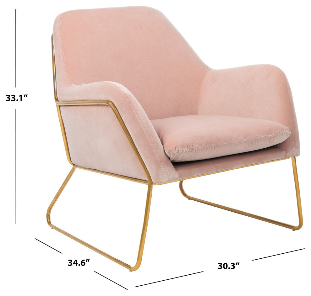 Safavieh Couture Misty Metal Frame Accent Chair, Blush