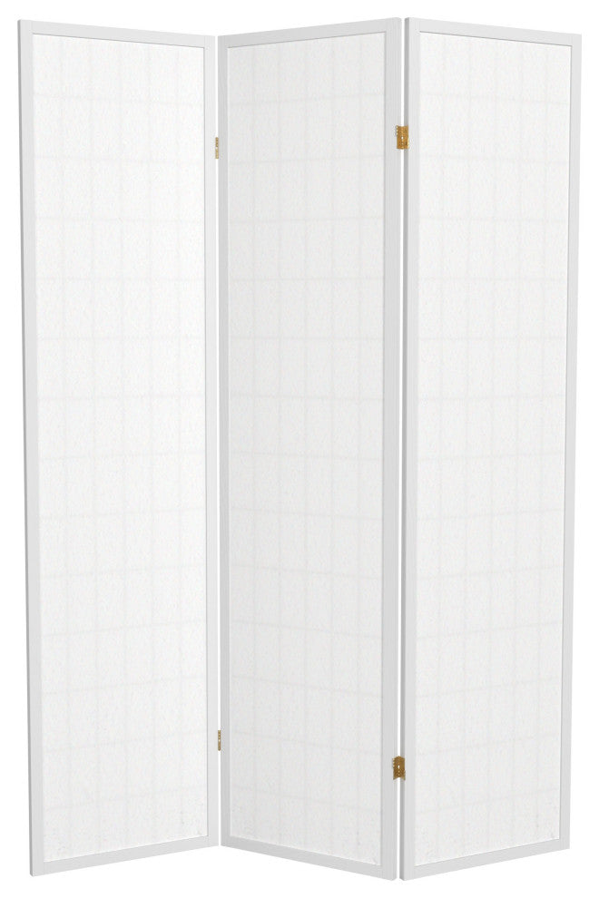 6' Tall Window Pane Shoji Screen, White, 3 Panels