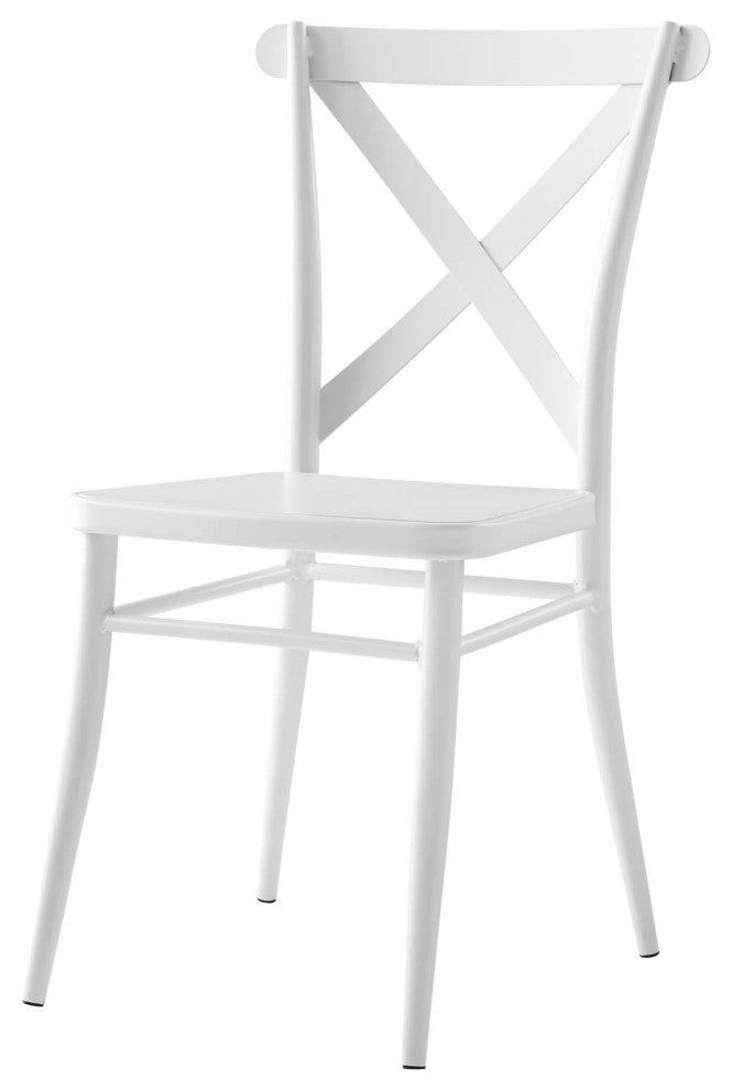 Side Dining Chair, Set of 2, Metal, White, Modern, Bistro Restaurant Hospitality