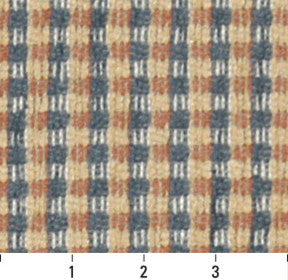 Blue, Beige, Orange and White Check Southwest Upholstery Fabric By The Yard