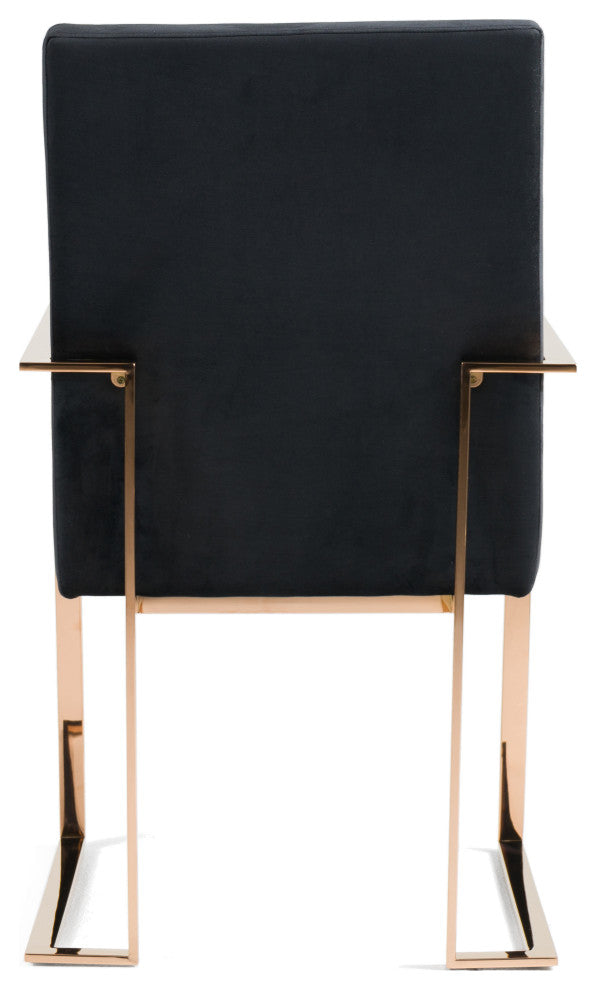 Modrest Trea Modern Black Velvet and Rosegold Dining Chair
