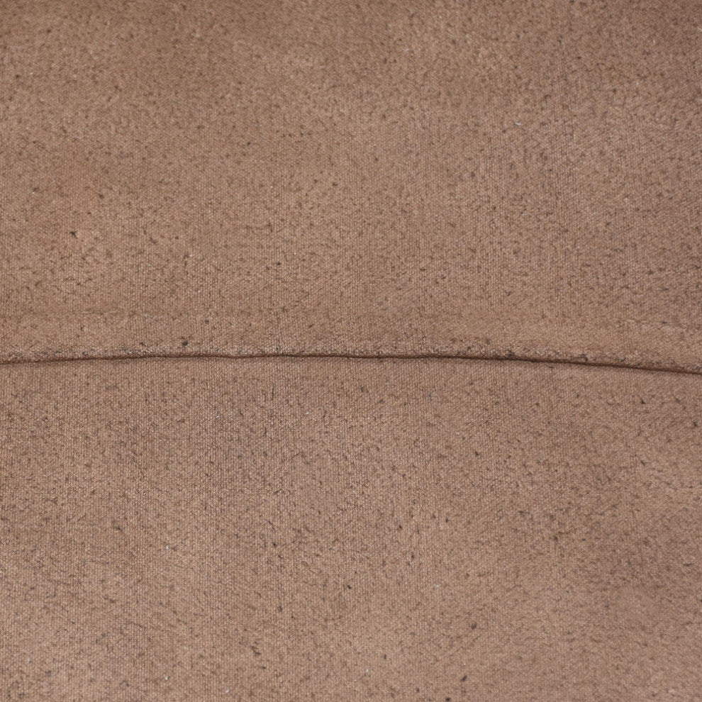 Pouf-Solid Handmade Leather Pouf (Recycled Foam with Fiber Fill), Brown, Square, 21x21x12