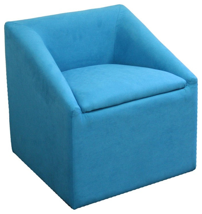 21" Modern Aqua Blue Cubed Accent Storage Chair