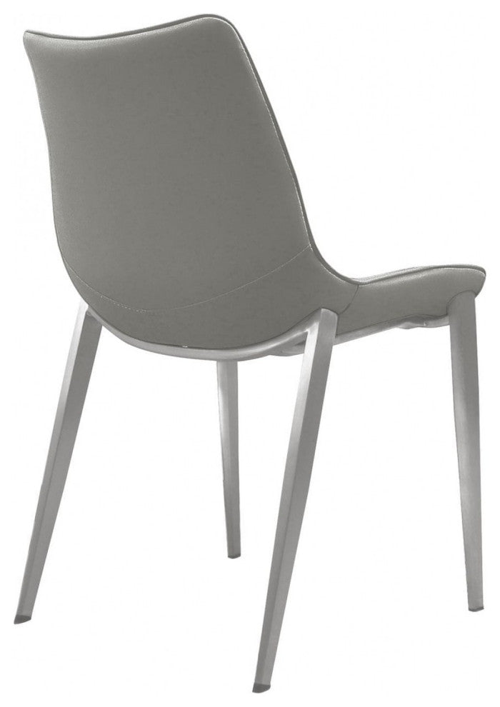 Set of Two Gray Faux Leather Modern Dining Chairs