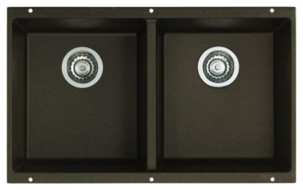29.75"x18-1/8" Precis Silgranit Equal Double Bowl Sink, Cafe Brown