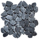 Tempest Black Sliced Round Pebble Tile - Natural Stone for Shower & Backsplash