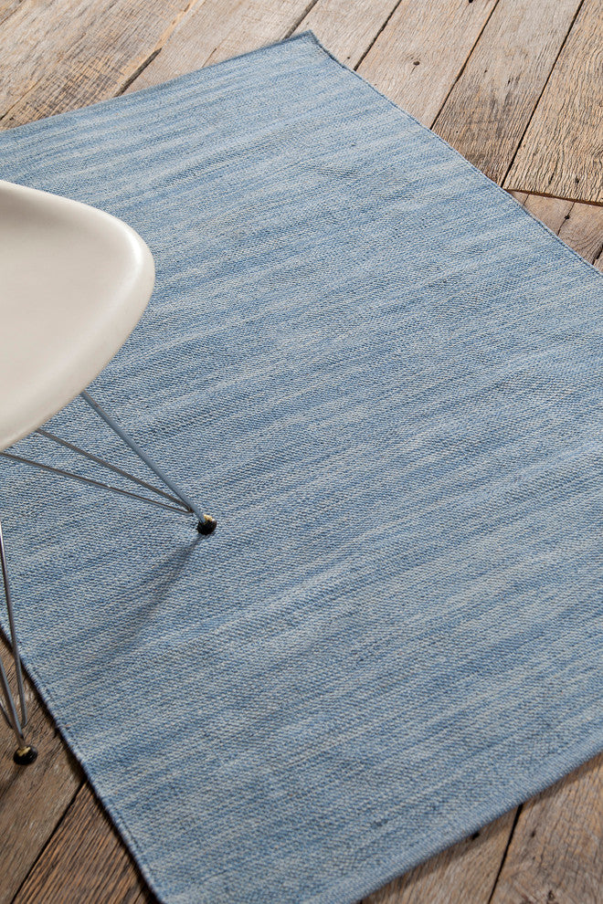 India Contemporary Area Rug, Blue, 5'x7'6" Rectangle