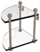 Mambo 2 Tier Corner Glass Shelf, Antique Pewter