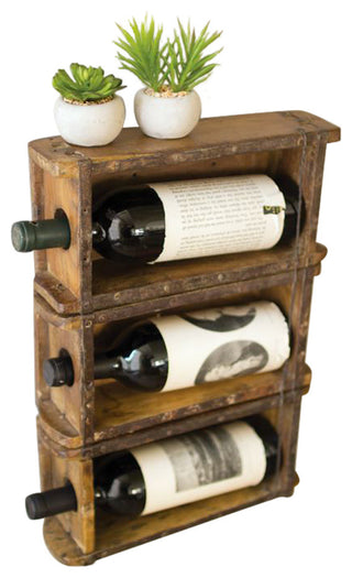 HANGING ANTIQUE BRICK MOLD WINE RACK