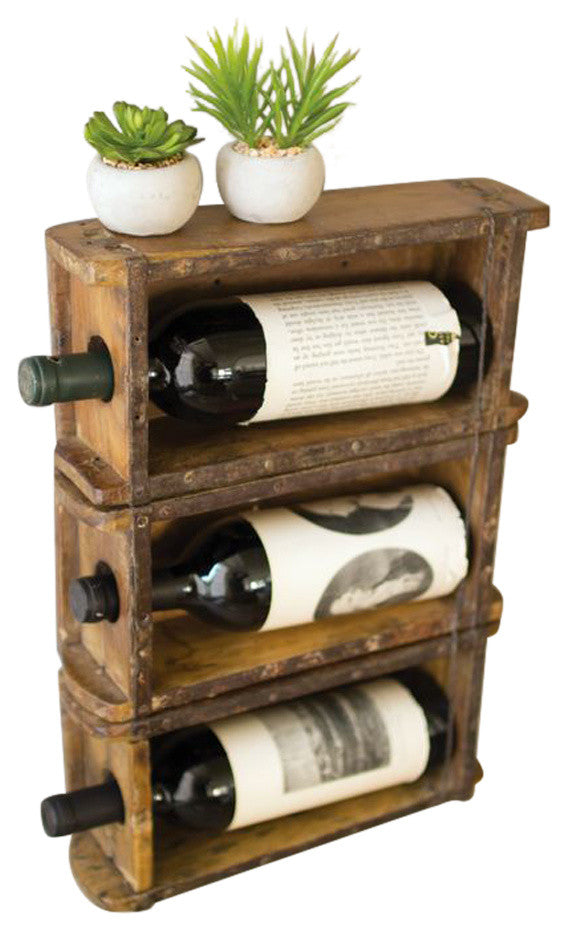 HANGING ANTIQUE BRICK MOLD WINE RACK