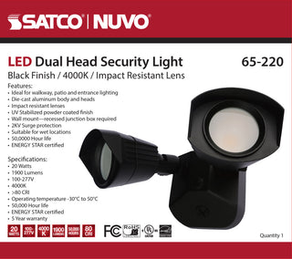 LED Dual Head Security Light, Black