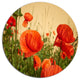 Colorful Red Poppy Flower Field, Flower Disc Metal Artwork, 23"