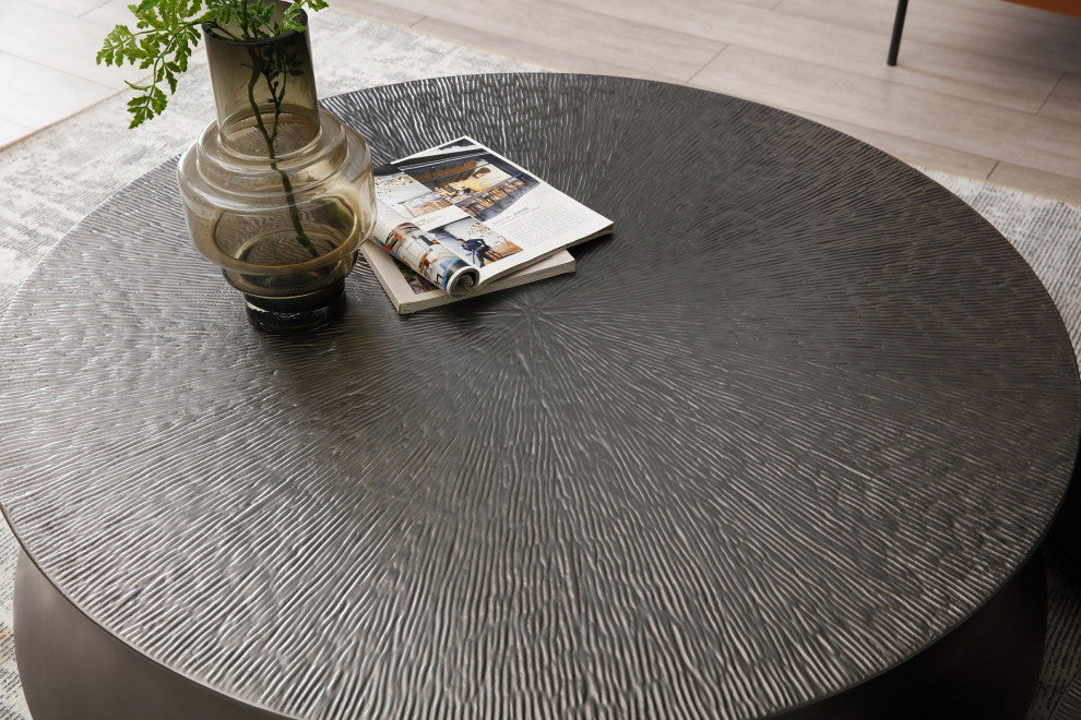 Modrest Airdrie Modern Antique Grey Large Round Coffee Table
