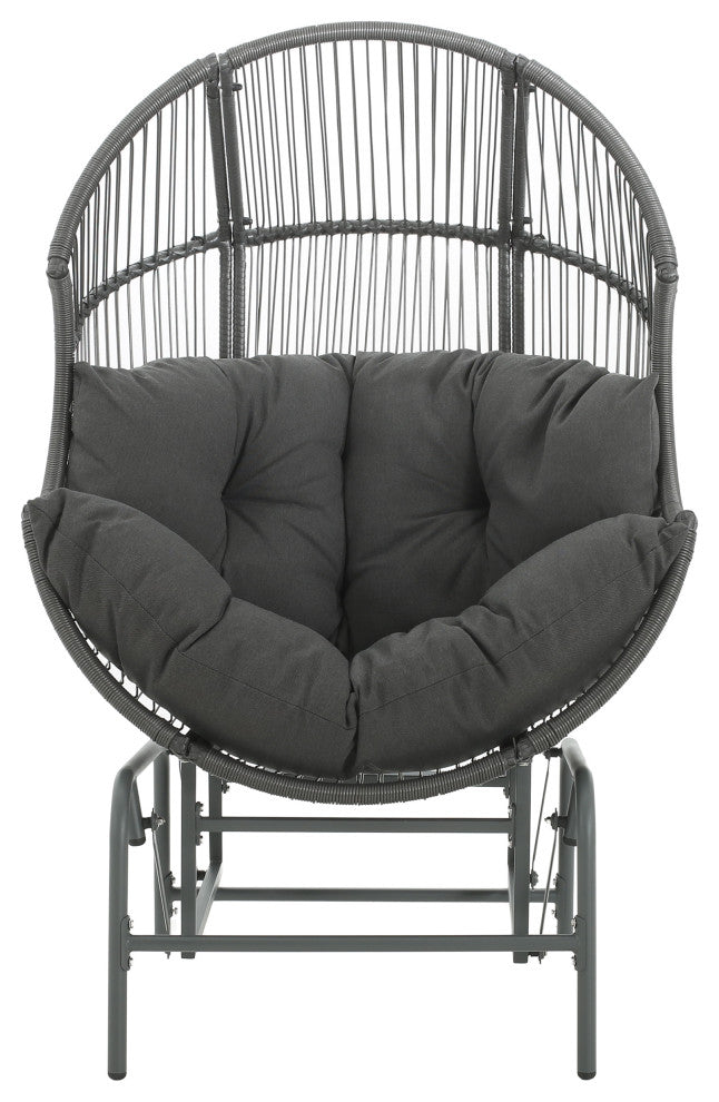 Paloma Modern Design Outdoor Wicker Gliding Chair, Dark Gray