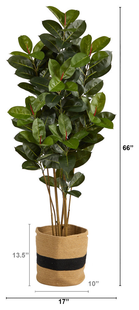 5.5' Oak Artificial Tree in Handmade Natural Cotton Planter UV Resistan, In/Out
