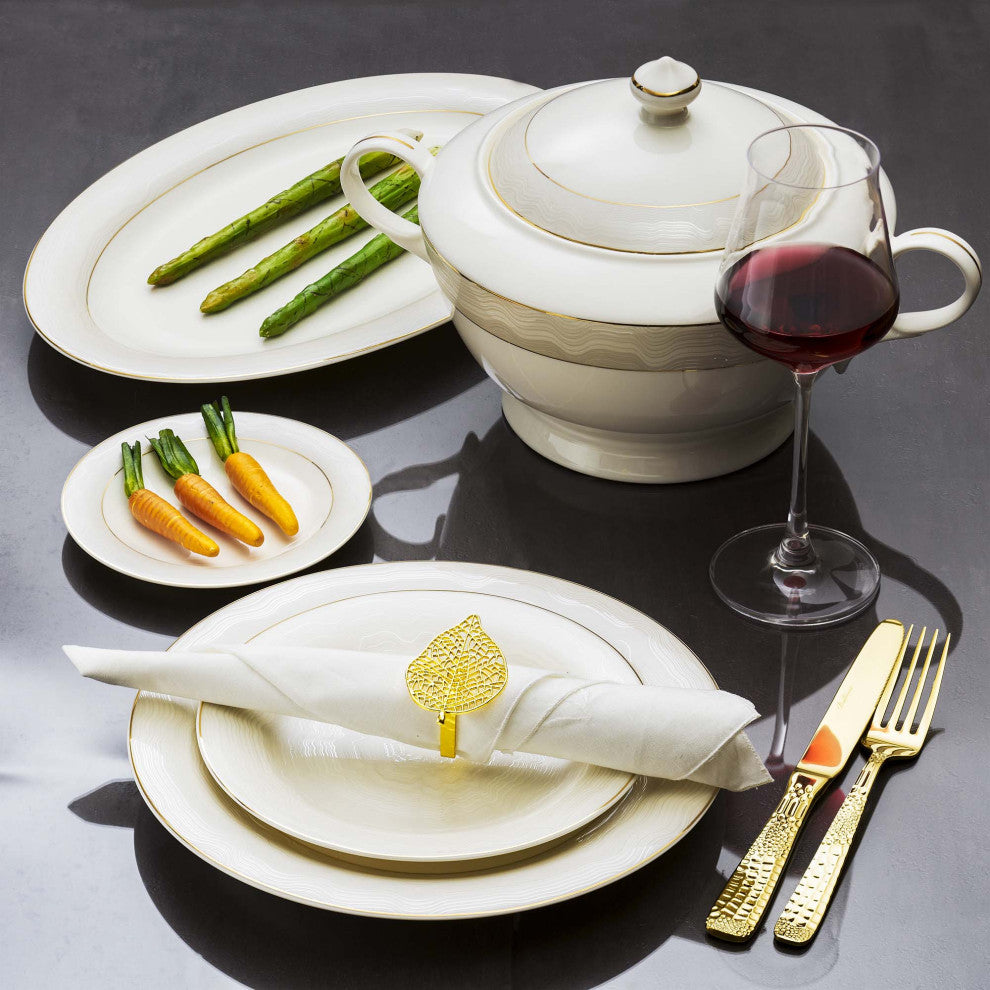 Padova Hammered Gold Flatware Set Stainless Steel, Service for 4