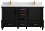 Aberdeen 60 Double Bathroom Vanity in Black 2" Empira Quartz