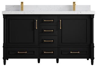 Aberdeen 60 Double Bathroom Vanity in Black 2" Empira Quartz