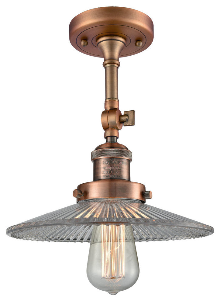 Halophane 1-Light LED Semi-Flush Mount, Antique Copper