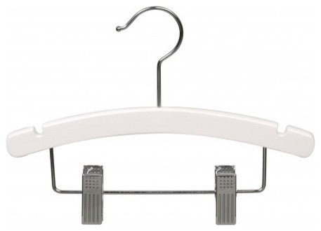 Wooden Baby Combo Hanger, White/Chrome Finish, Box of 25